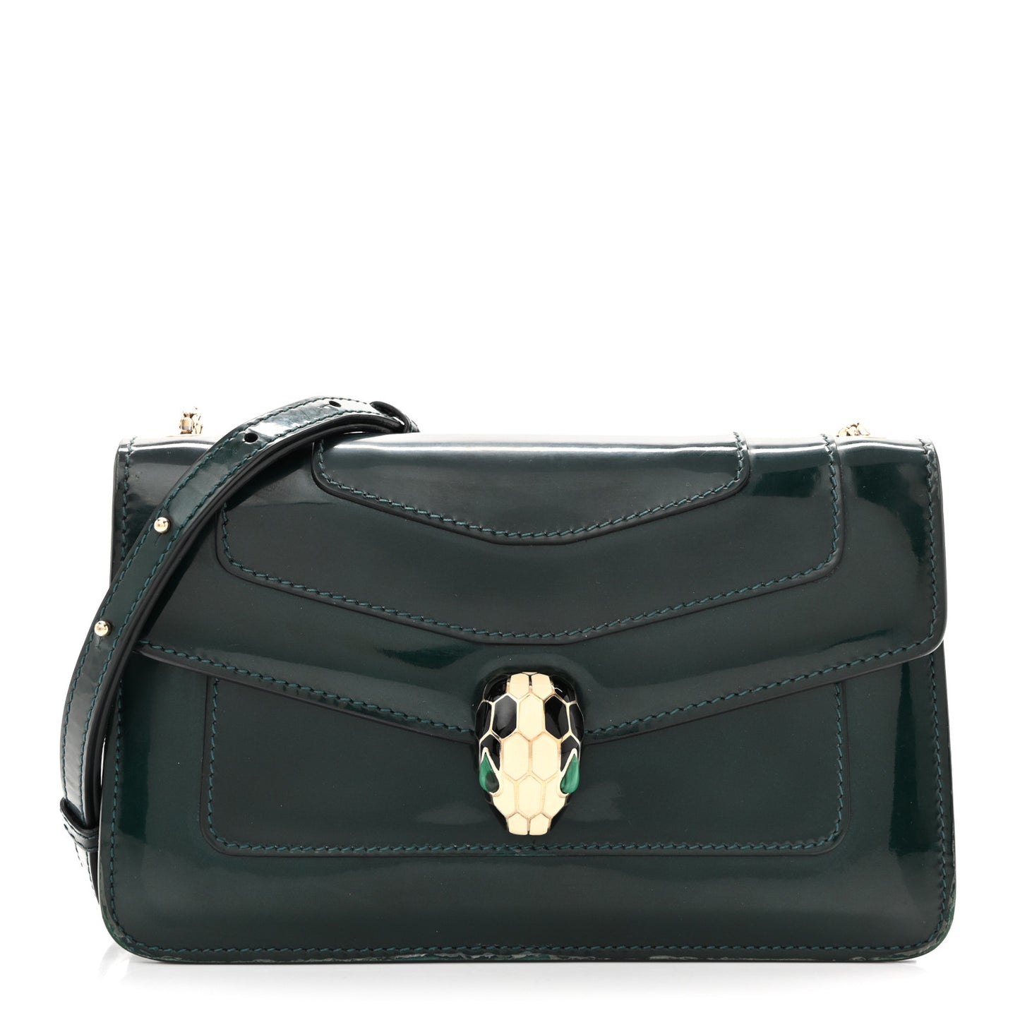 Metallic Serpenti Forever Small Shoulder Bag Green