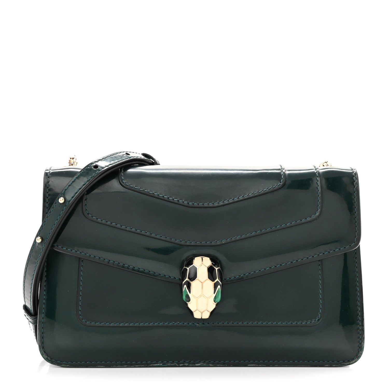 Bulgari Metallic Serpenti Forever Small Shoulder Bag Green 1 of 12