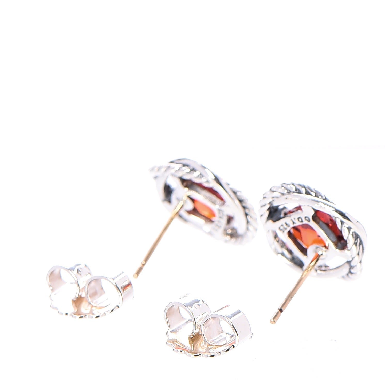 David Yurman Sterling Silver Garnet 7mm Infinity Earrings 3 of 4
