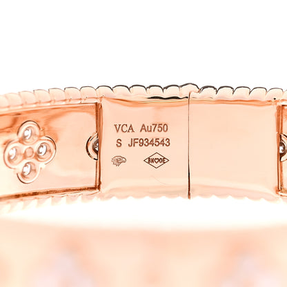 Van Cleef & Arpels 18K Rose Gold Diamond Perlee Clovers Bangle Bracelet S 3 of 4