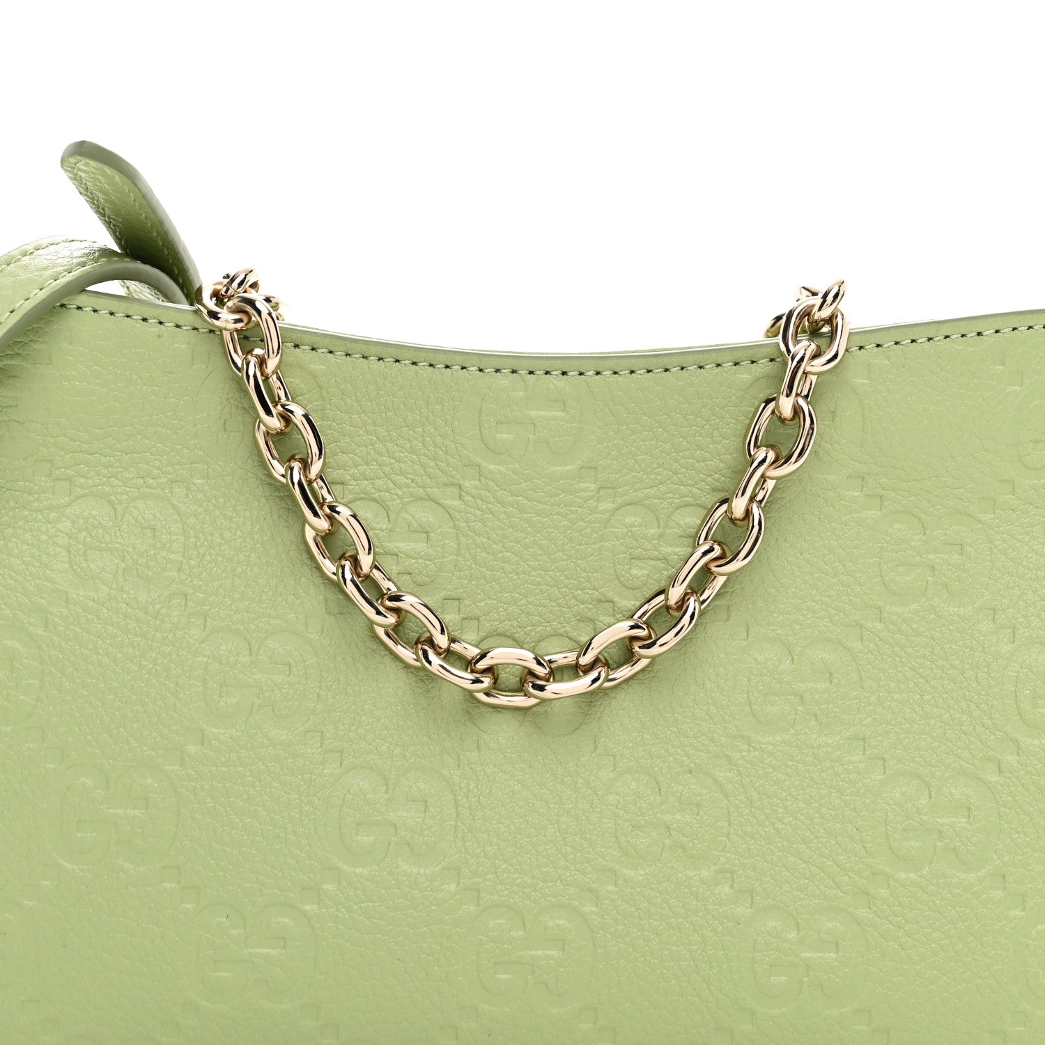 Gucci GG Grainy Calfskin Emblem Super Mini Shoulder Bag Sage Leaf 8 of 11