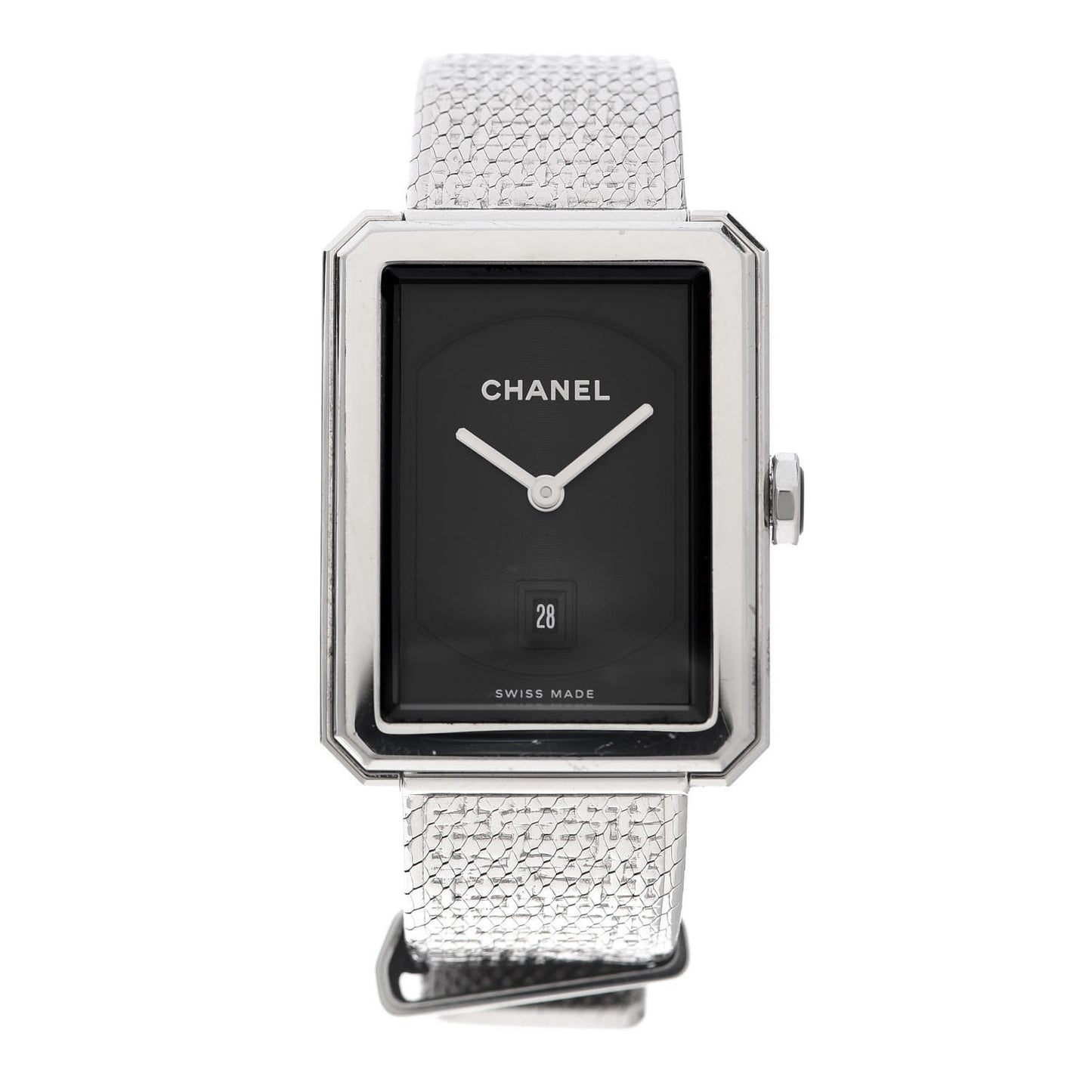 Stainless Steel 26mm Boy-friend Tweed Quartz Watch Black