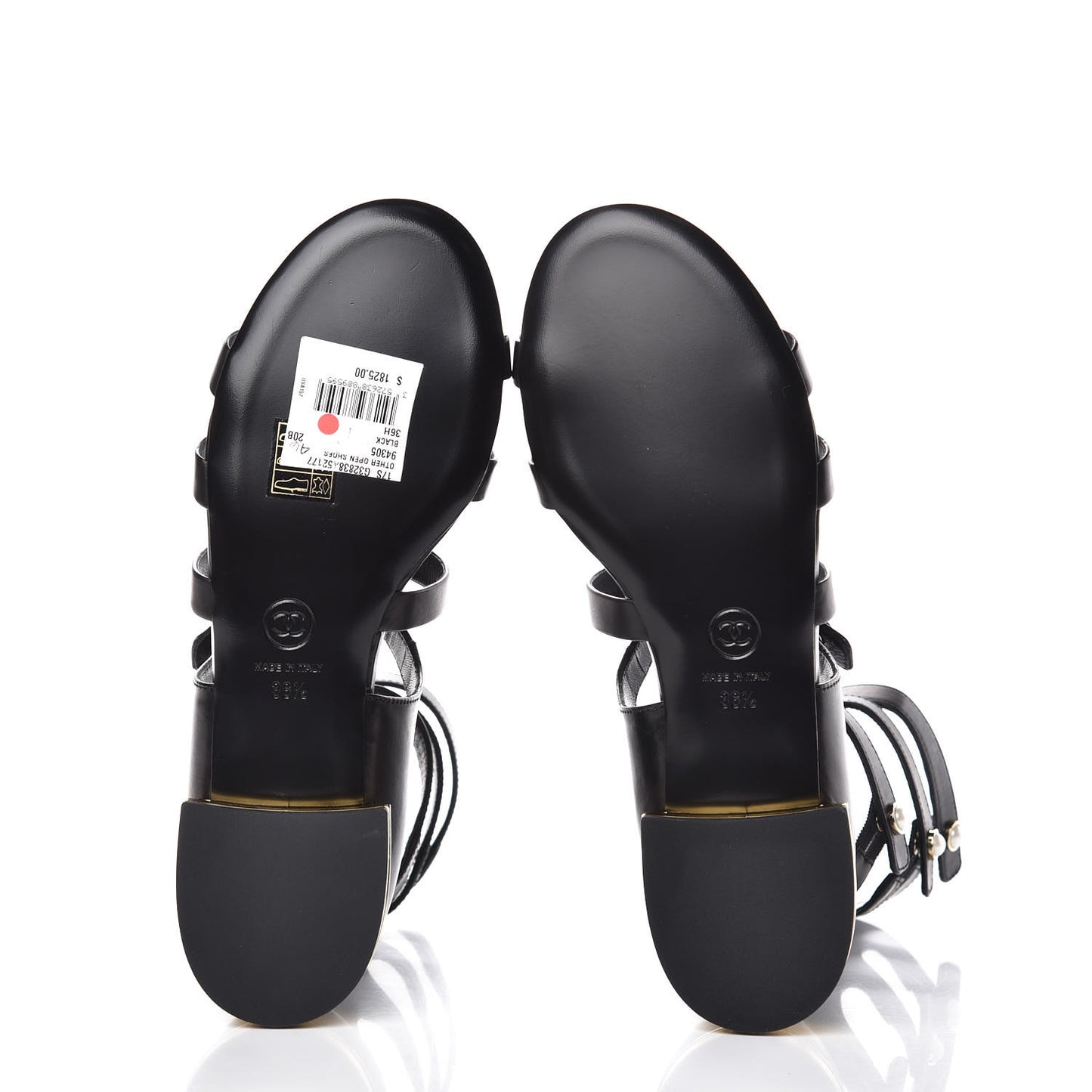 Calfskin Pearl Gladiator Sandals 36.5 Black
