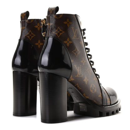 Louis Vuitton Patent Calfskin Monogram Star Trail Ankle Boots 40 Black 4 of 8