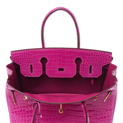 Hermes Shiny Porosus Crocodile Birkin 30 Rose Scheherazade 19 of 30