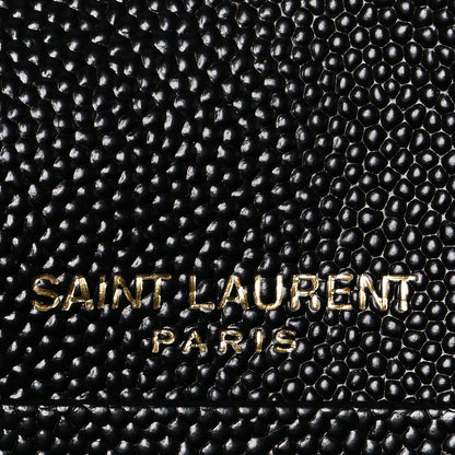 Saint Laurent Grain De Poudre Matelasse Chevron Monogram Envelope Chain Wallet Black 6 of 10