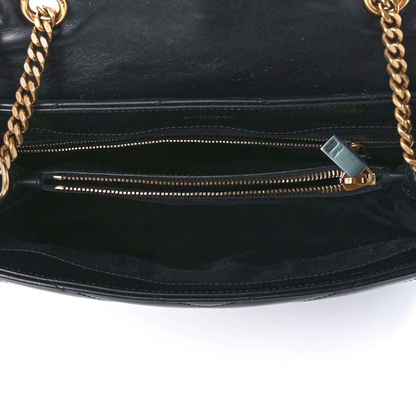 Calfskin Y Quilted Monogram Medium Loulou Chain Satchel Black
