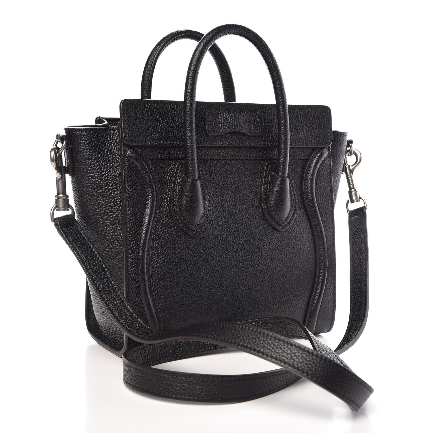Celine Drummed Calfskin Nano Luggage Black 3 of 9