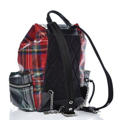 Burberry Laminated Tartan Patchwork Medium Rucksack Backpack Military Red 3 of 9
