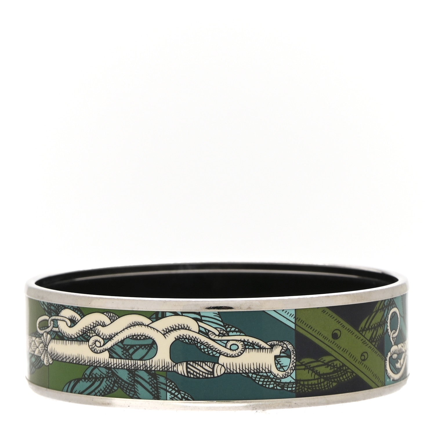 Hermes Enamel Printed Della Cavalleria Wide Bracelet 65 Foret 3 of 7