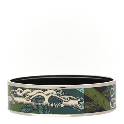 Hermes Enamel Printed Della Cavalleria Wide Bracelet 65 Foret 3 of 7