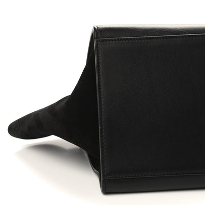 Celine Crocodile Embossed Calfskin Suede Medium Trapeze Black 9 of 10