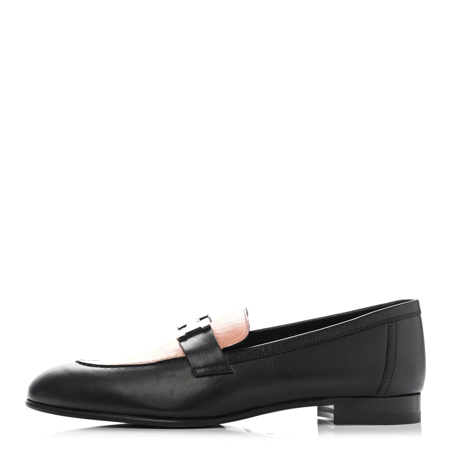 Hermes Calfskin Womens Paris Loafers 38 Black Rose Aube 1 of 10