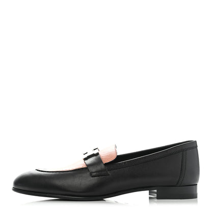 Hermes Calfskin Womens Paris Loafers 38 Black Rose Aube 1 of 10
