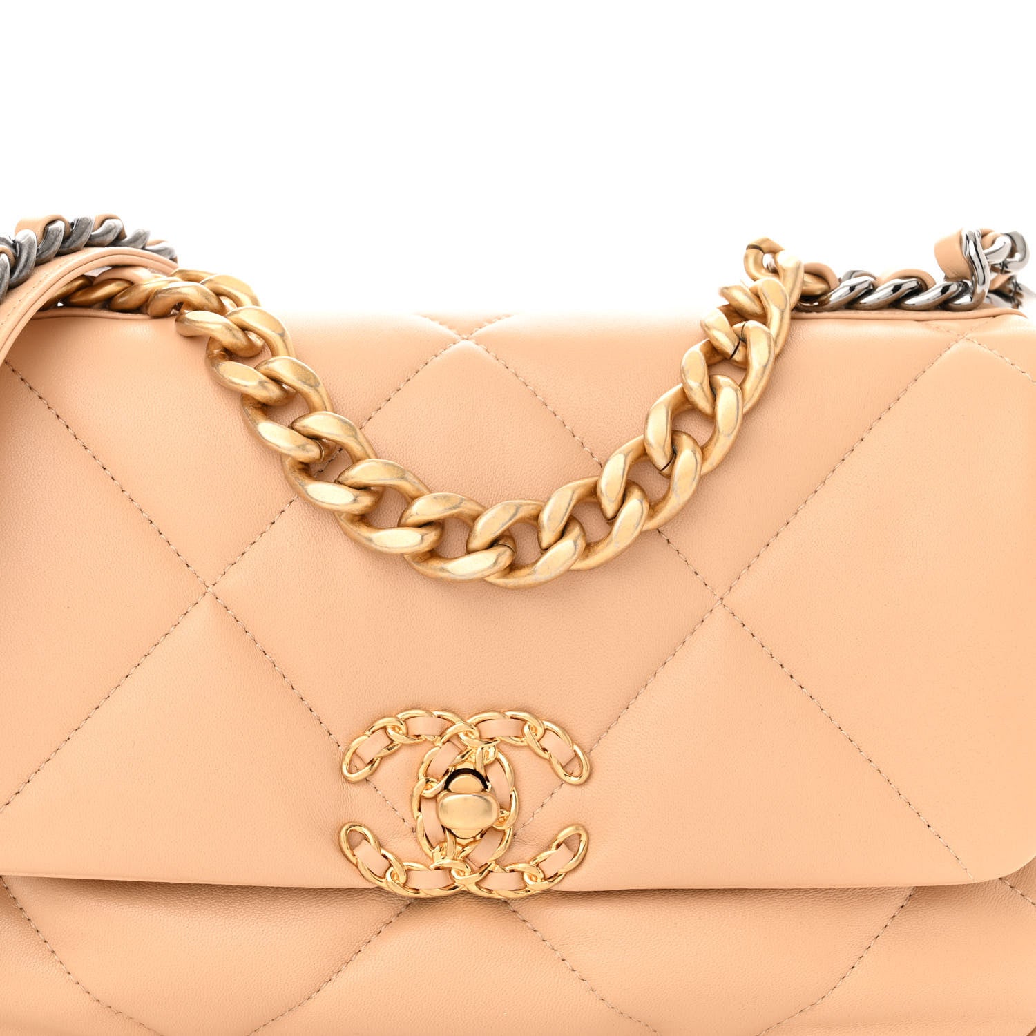 Chanel Goatskin Quilted Medium Chanel 19 Flap Beige 8 of 10