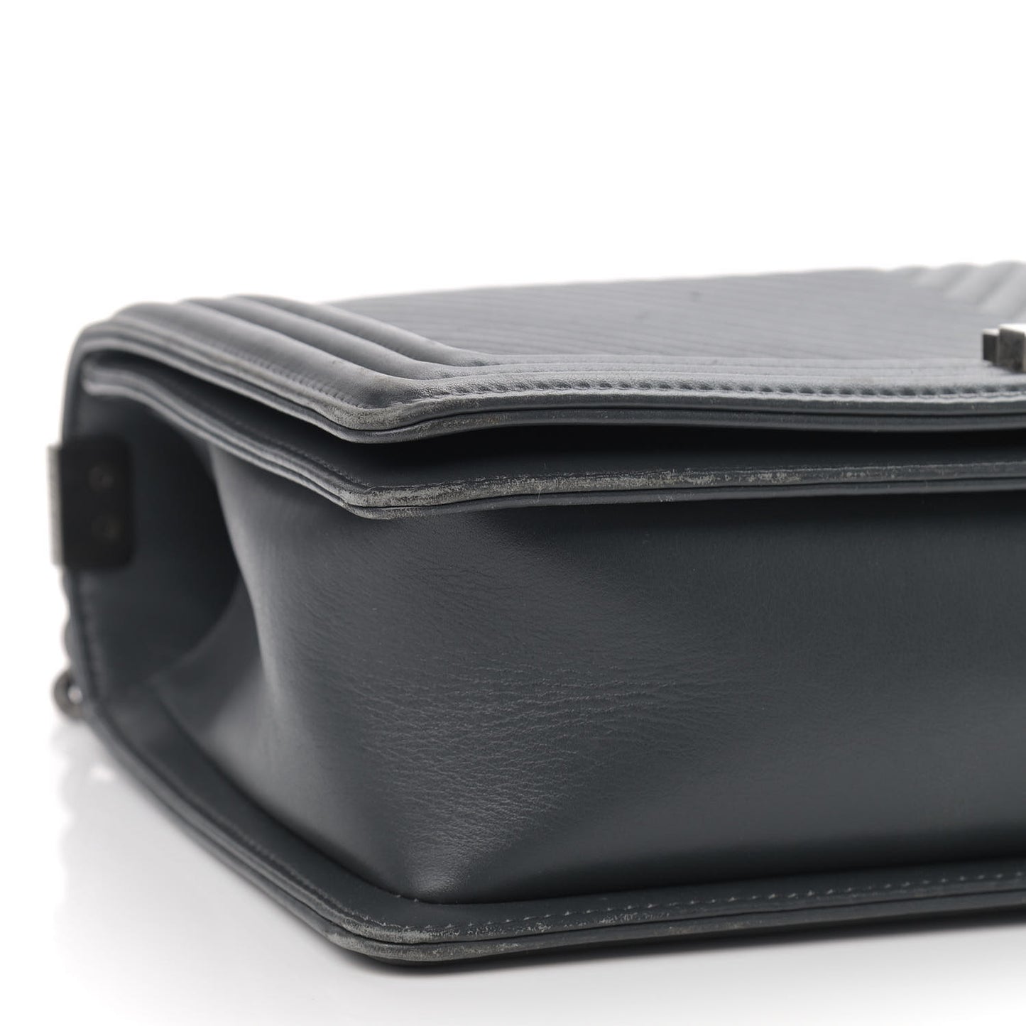 Calfskin Chevron Quilted New Medium Boy Flap Dark Grey