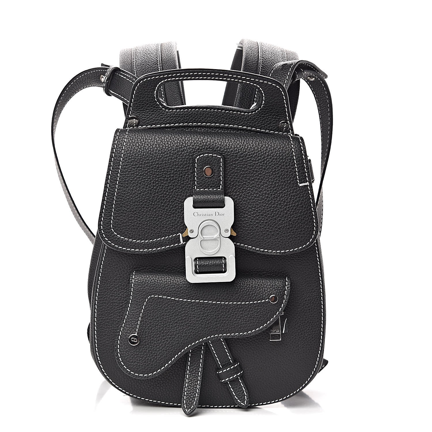 Christian Dior Calfskin Saddle Backpack Black 2 of 12