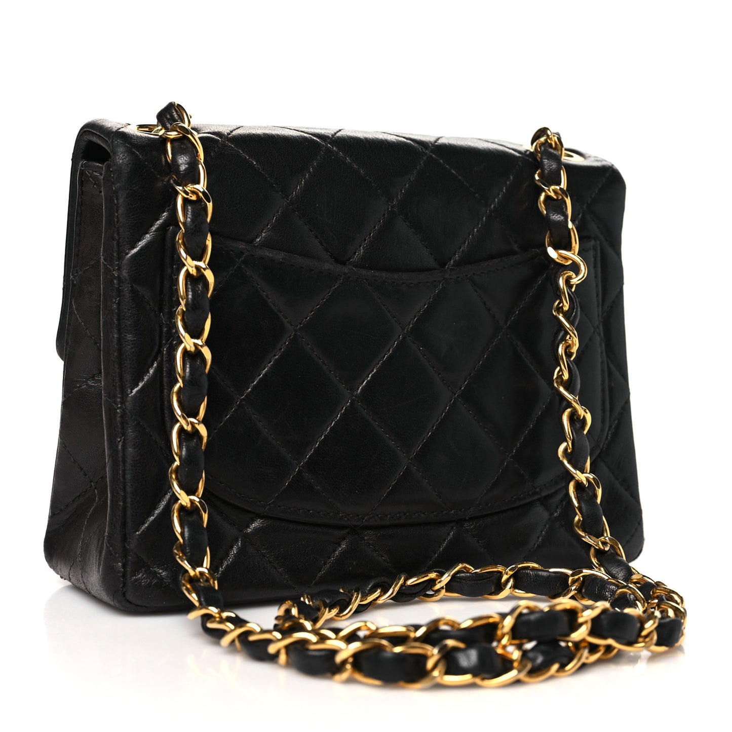 Lambskin Quilted Mini Square Flap Bag Black