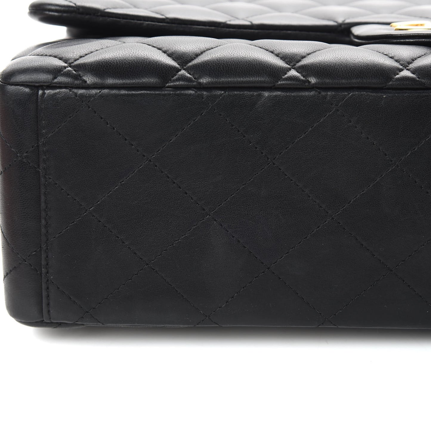 Lambskin Quilted Maxi Double Flap Black