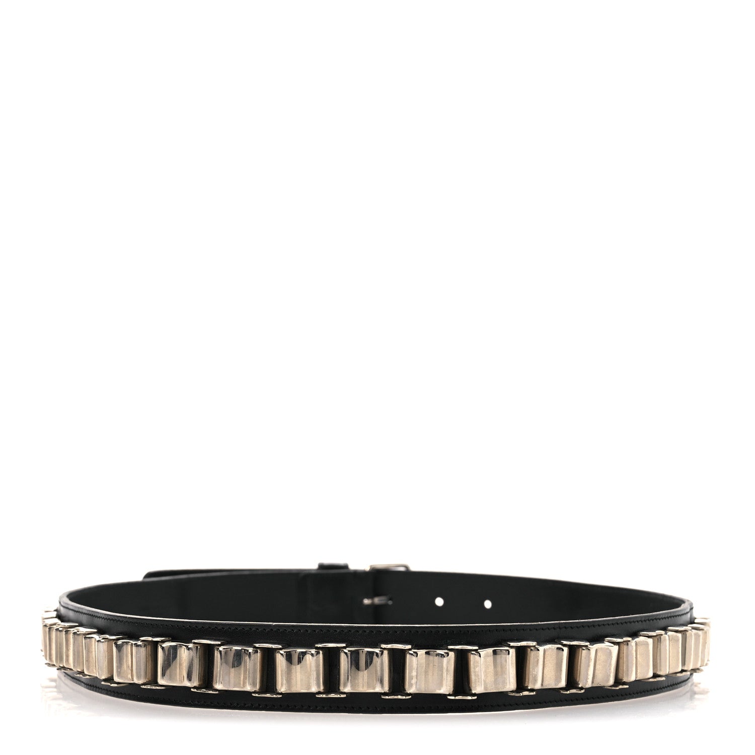 Saint Laurent Calfskin Chain Rider Belt S Black 2 of 7