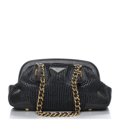 Prada Paglia Cinghiale Frame Tote Black 1 of 11