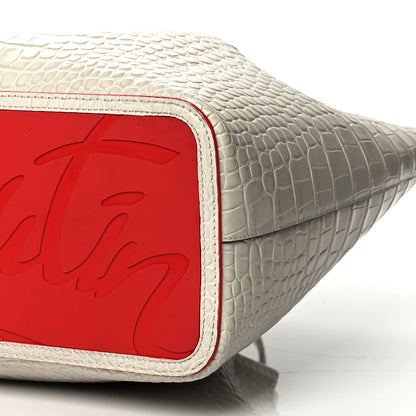 Christian Louboutin Crocodile Embossed Calfskin Spiked Cabarock Shopper Tote White 9 of 9