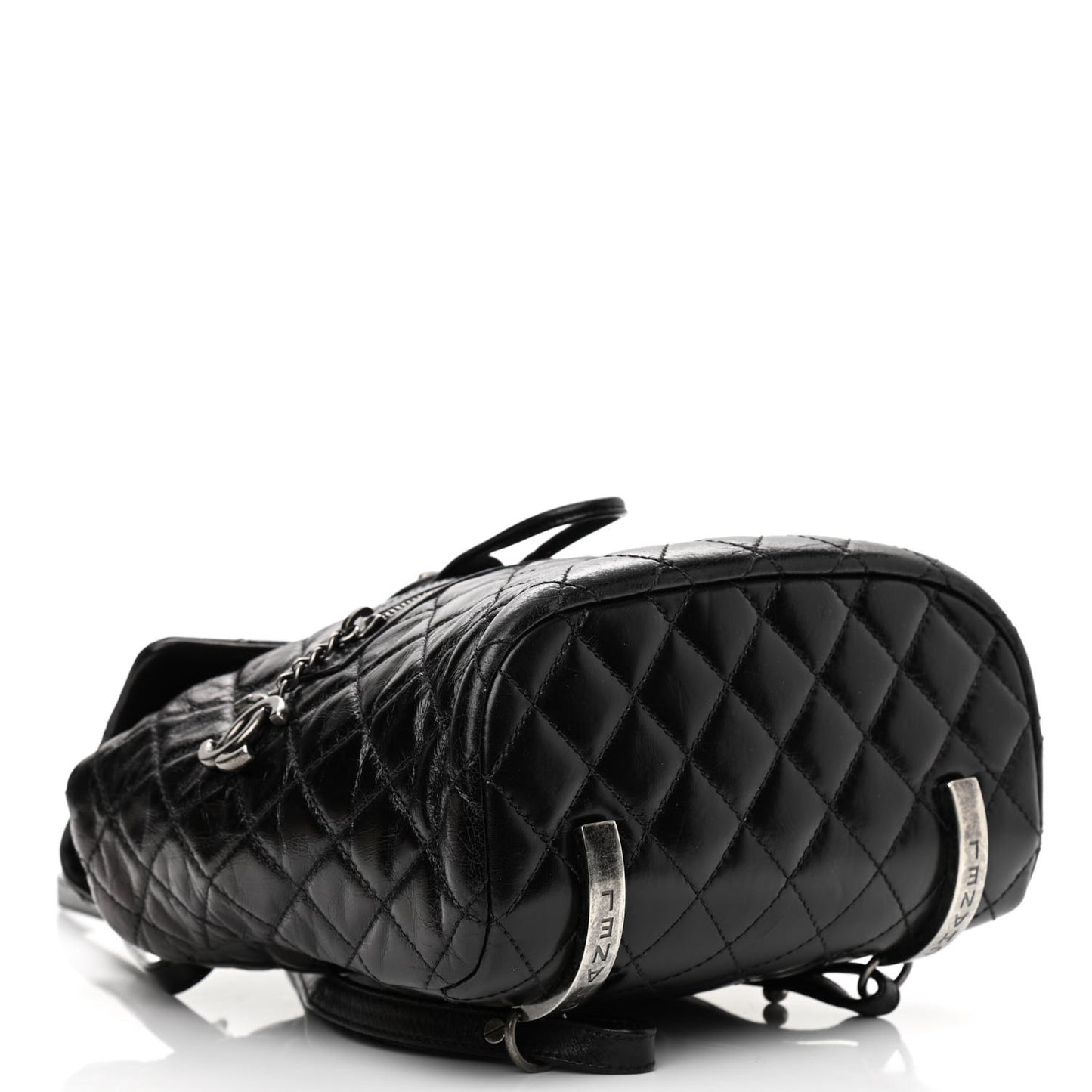 Glazed Calfskin Quilted Small Salzburg Mountain Backpack Black