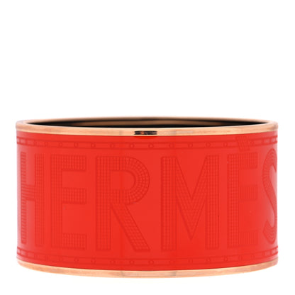 Hermes Enamel Printed Sellier Extra Wide Bracelet 65 Rouge Vermillon 1 of 4