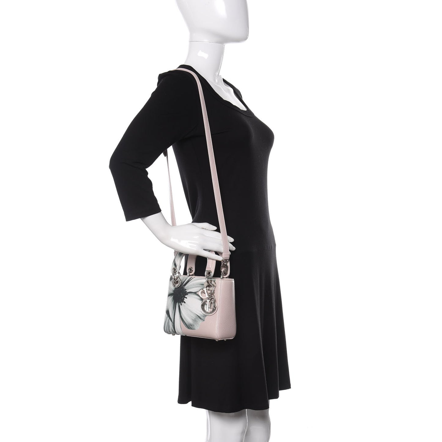 Deerskin Floral Printed Mini Lady Dior Pink