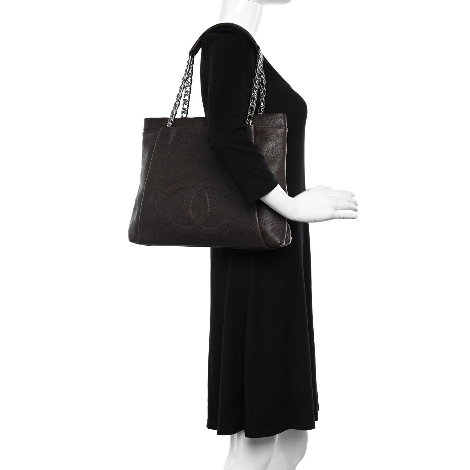 Chanel Caviar CC Timeless Shoulder Bag Dark Brown 2 of 10