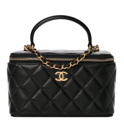 Chanel Lambskin Quilted Small Top Handle Vanity Case With Chain Black 1 of 13