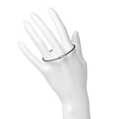 David Yurman Sterling Silver Diamond 3mm Cable Buckle Bracelet 2 of 4