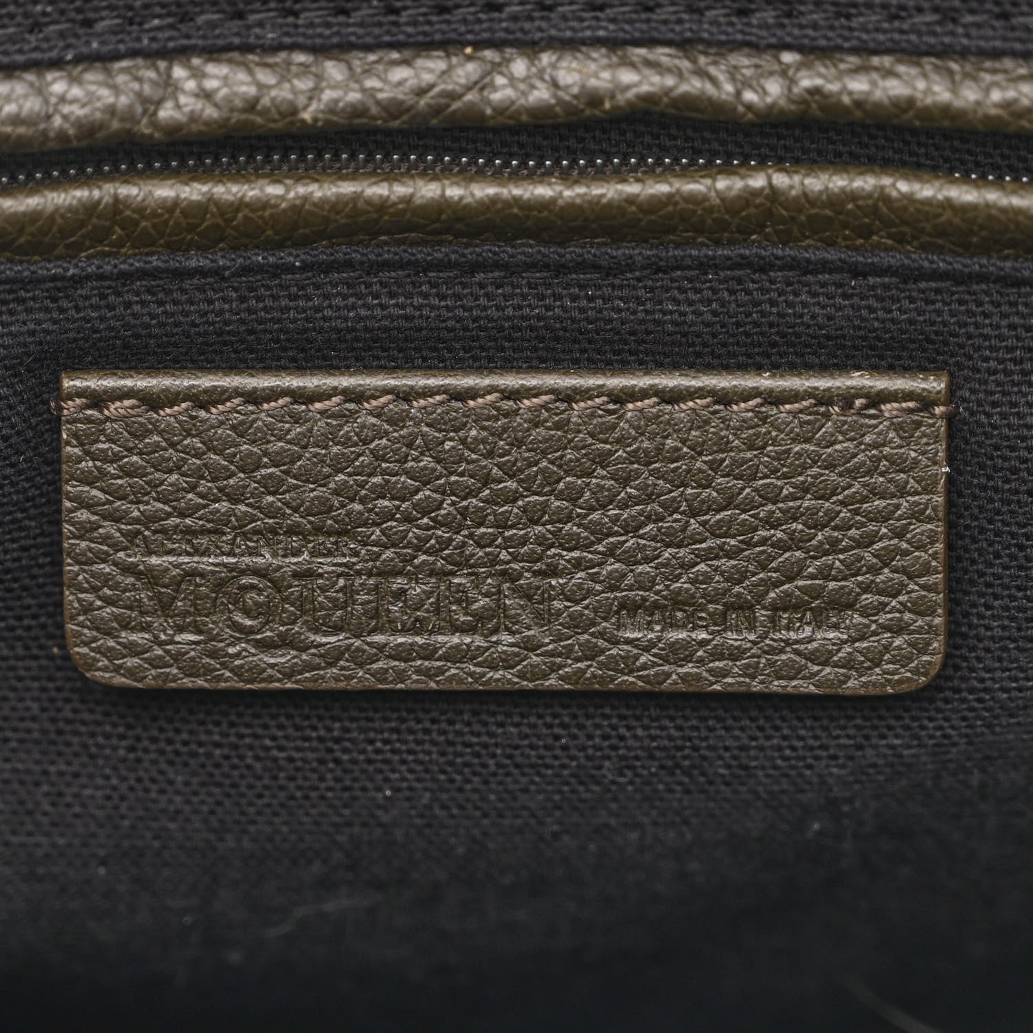 Alexander McQueen Pebbled Calfskin Small Skull Padlock Zip Around Tote Military Green 6 of 16