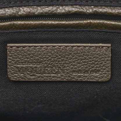 Alexander McQueen Pebbled Calfskin Small Skull Padlock Zip Around Tote Military Green 6 of 16