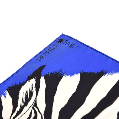 Hermes Silk Zebra Pegasus Scarf 90 Bleu Klein Violet Orange 5 of 7
