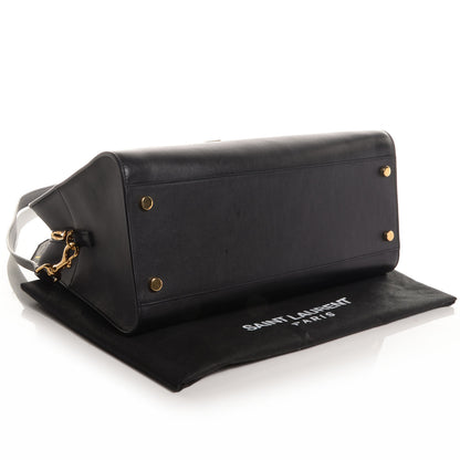 Saint Laurent Smooth Calfskin Medium Monogram Cabas Black 4 of 10