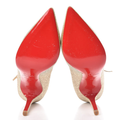 Christian Louboutin Mini Glitter V Neck 120 Pumps 39 Platine 5 of 10