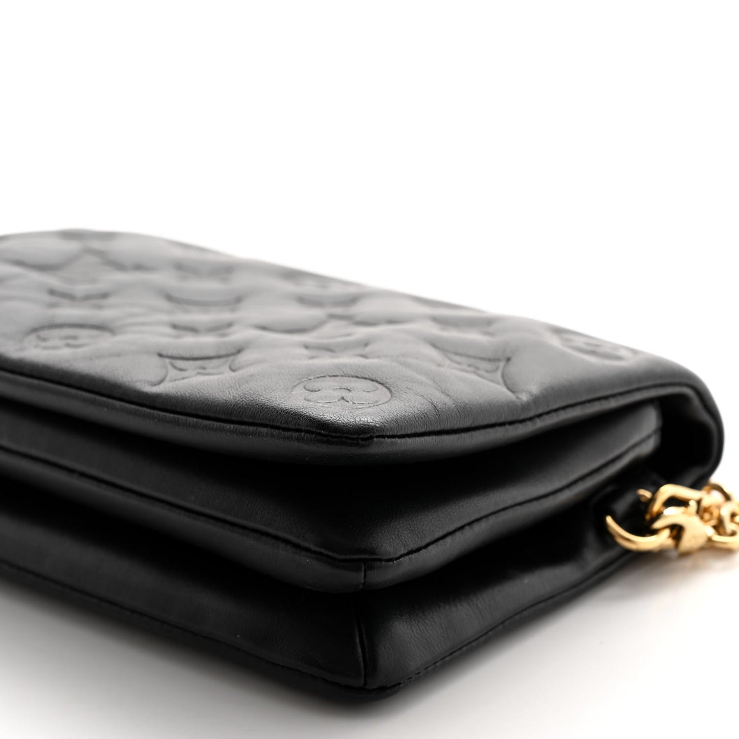 Lambskin Embossed Monogram Pochette Coussin Black