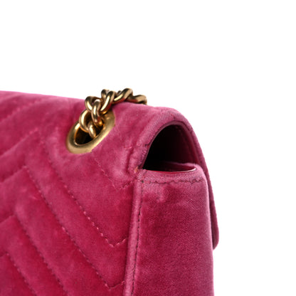 Gucci Velvet Matelasse Small GG Marmont Shoulder Bag Light Raspberry Rose 16 of 20