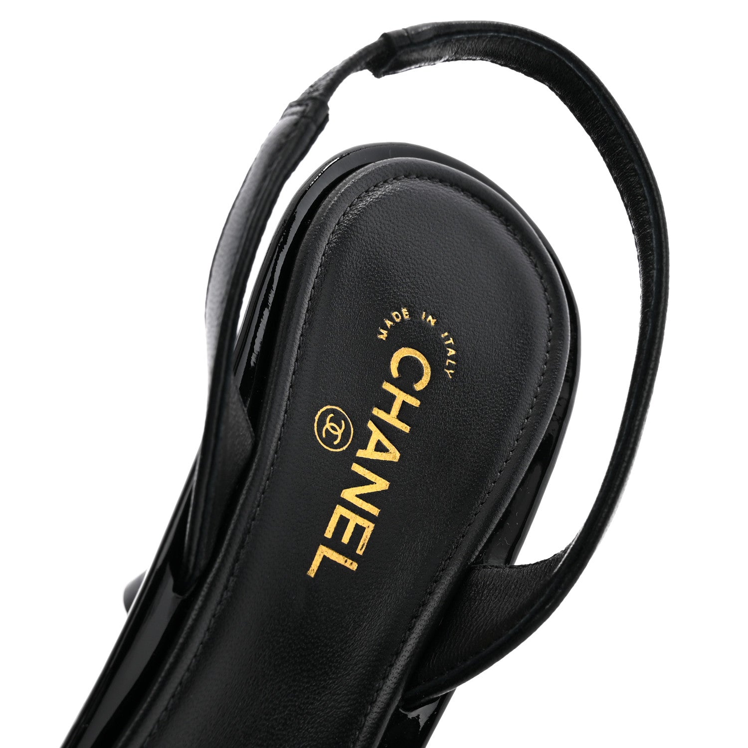 Chanel Lambskin Patent Cap Toe CC Apple Slingback Pumps 39 Black 8 of 10