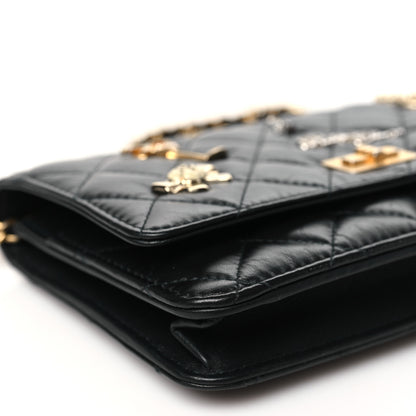 Chanel Aged Calfskin Quilted Lucky Charms 2.55 Reissue Wallet On Chain WOC Black 10 of 12