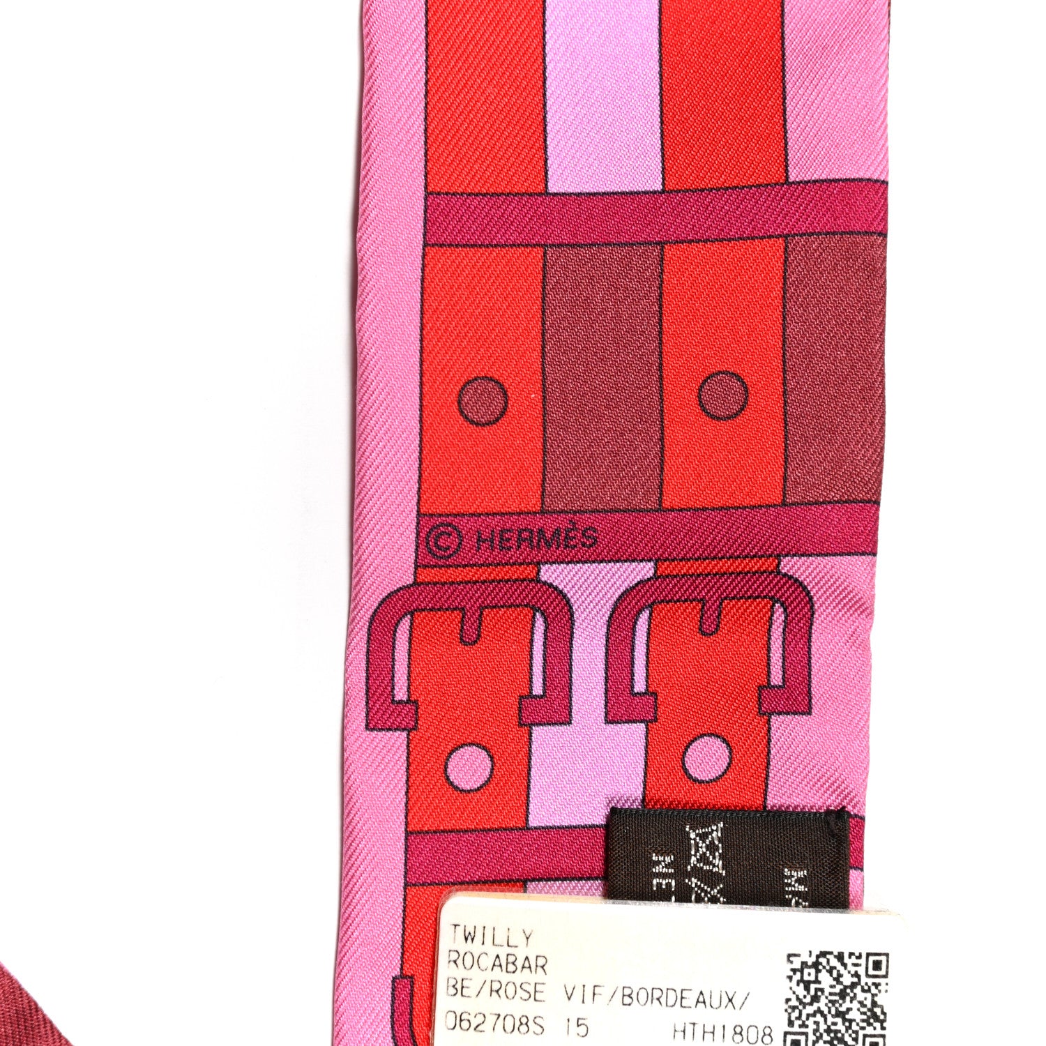 Hermes Silk Rocabar Twilly Rose Vif Bordeaux 3 of 4