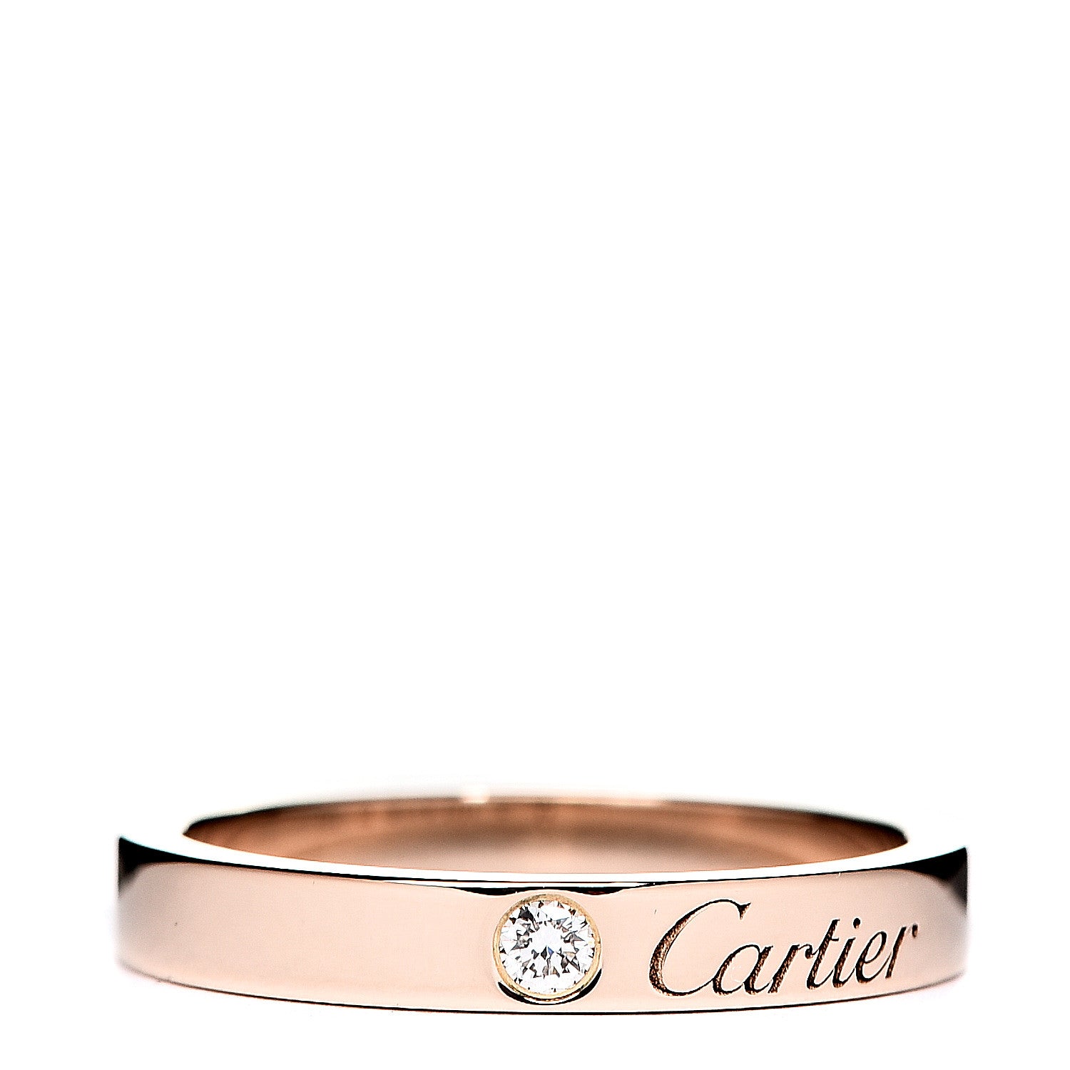 Cartier 18K Pink Gold Diamond 3mm C De Wedding Band Ring 52 6 1 of 4