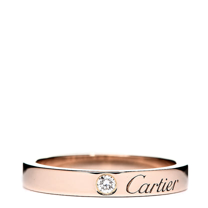 Cartier 18K Pink Gold Diamond 3mm C De Wedding Band Ring 52 6 1 of 4