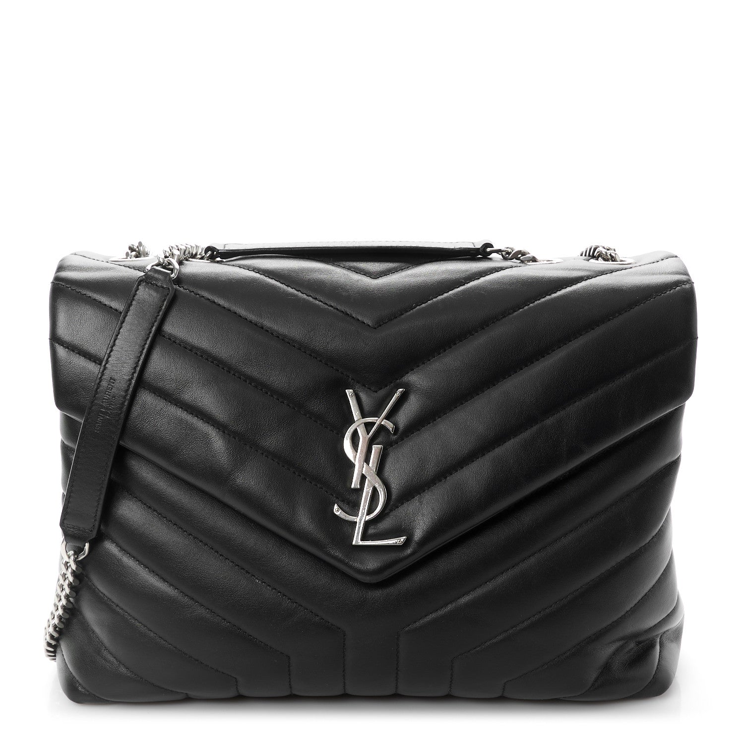 Saint Laurent Calfskin Y Quilted Monogram Medium Loulou Chain Satchel Black 1 of 11