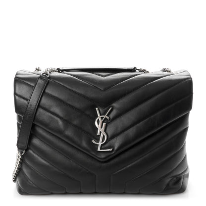 Saint Laurent Calfskin Y Quilted Monogram Medium Loulou Chain Satchel Black 1 of 11