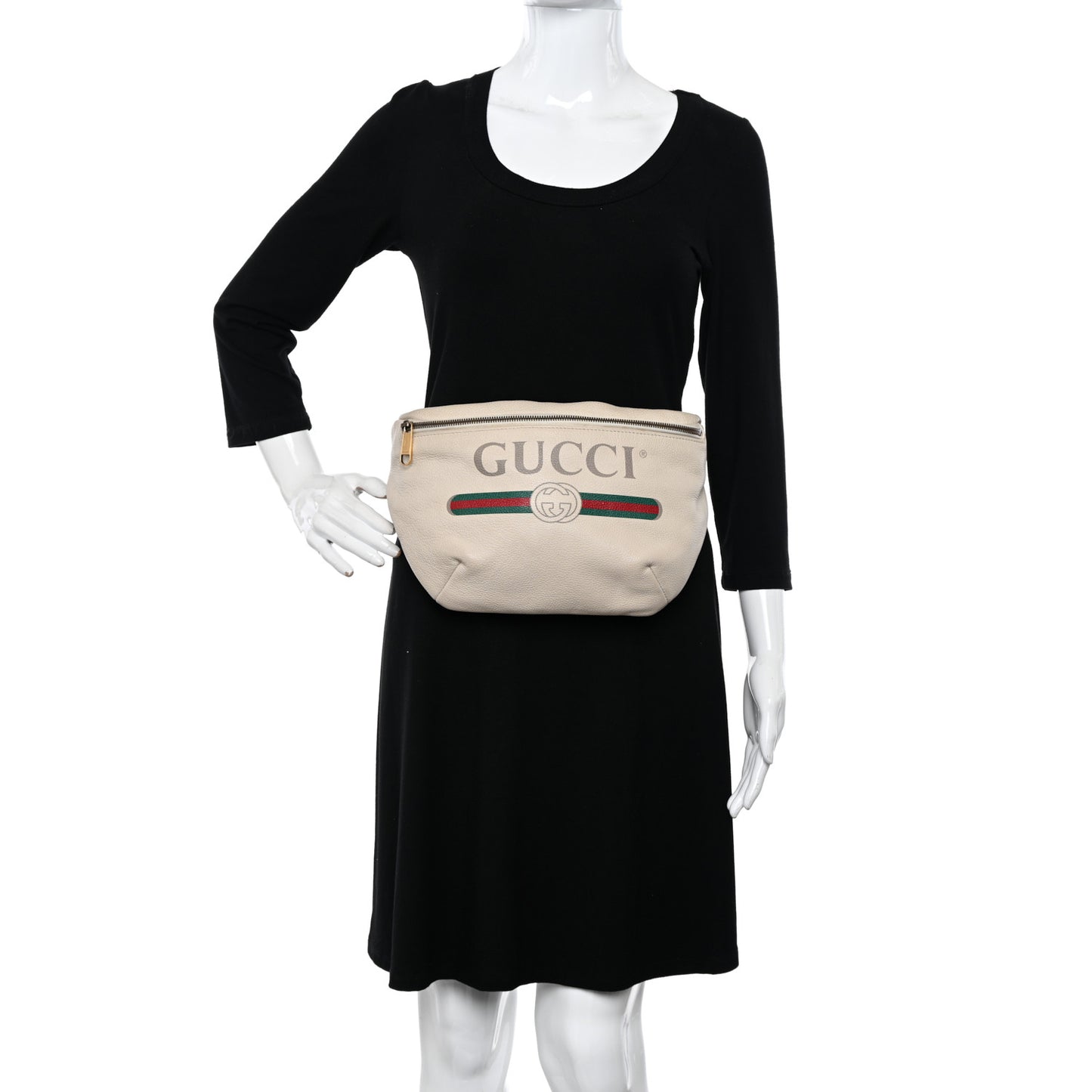Grained Calfskin Logo Belt Bag White