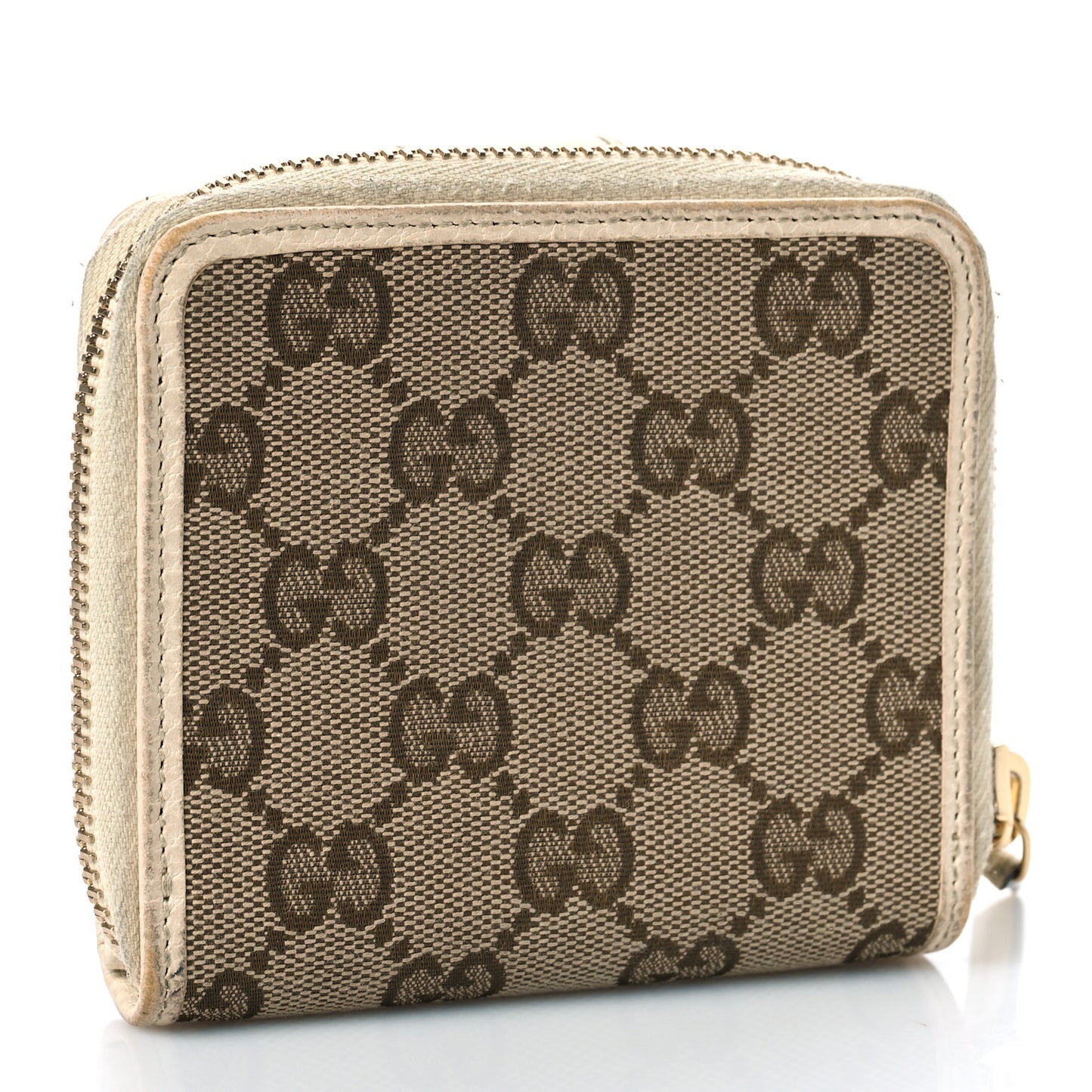 Monogram Dollar Calfskin Zip Around French Flap Wallet Beige Ebony Avoire