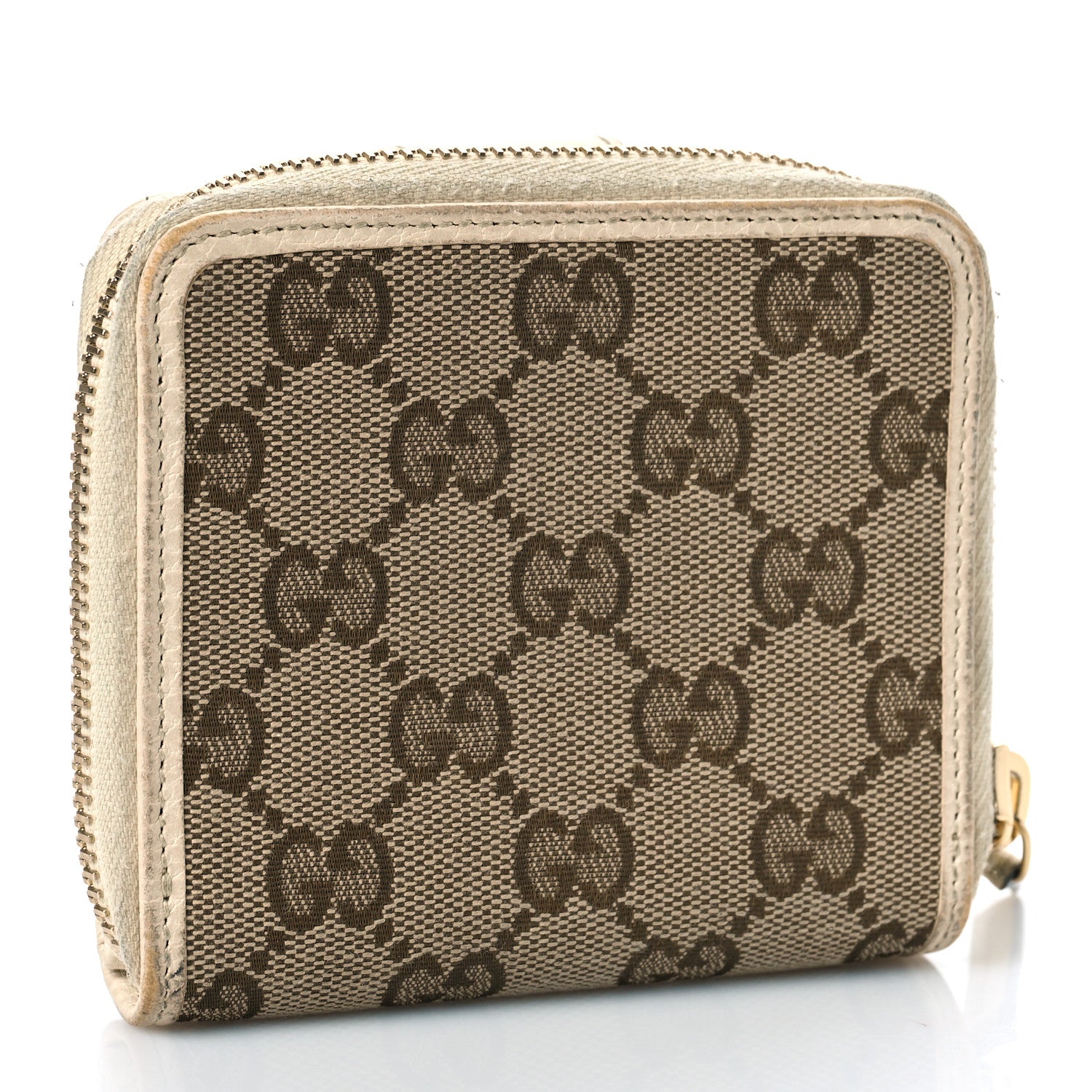 Gucci Monogram Dollar Calfskin Zip Around French Flap Wallet Beige Ebony Avoire 5 of 14