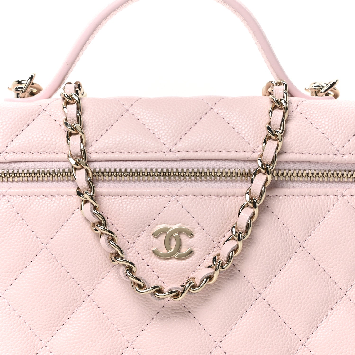 Chanel Caviar Quilted Top Handle Slim Vanity With Chain Light Pink 8 of 11